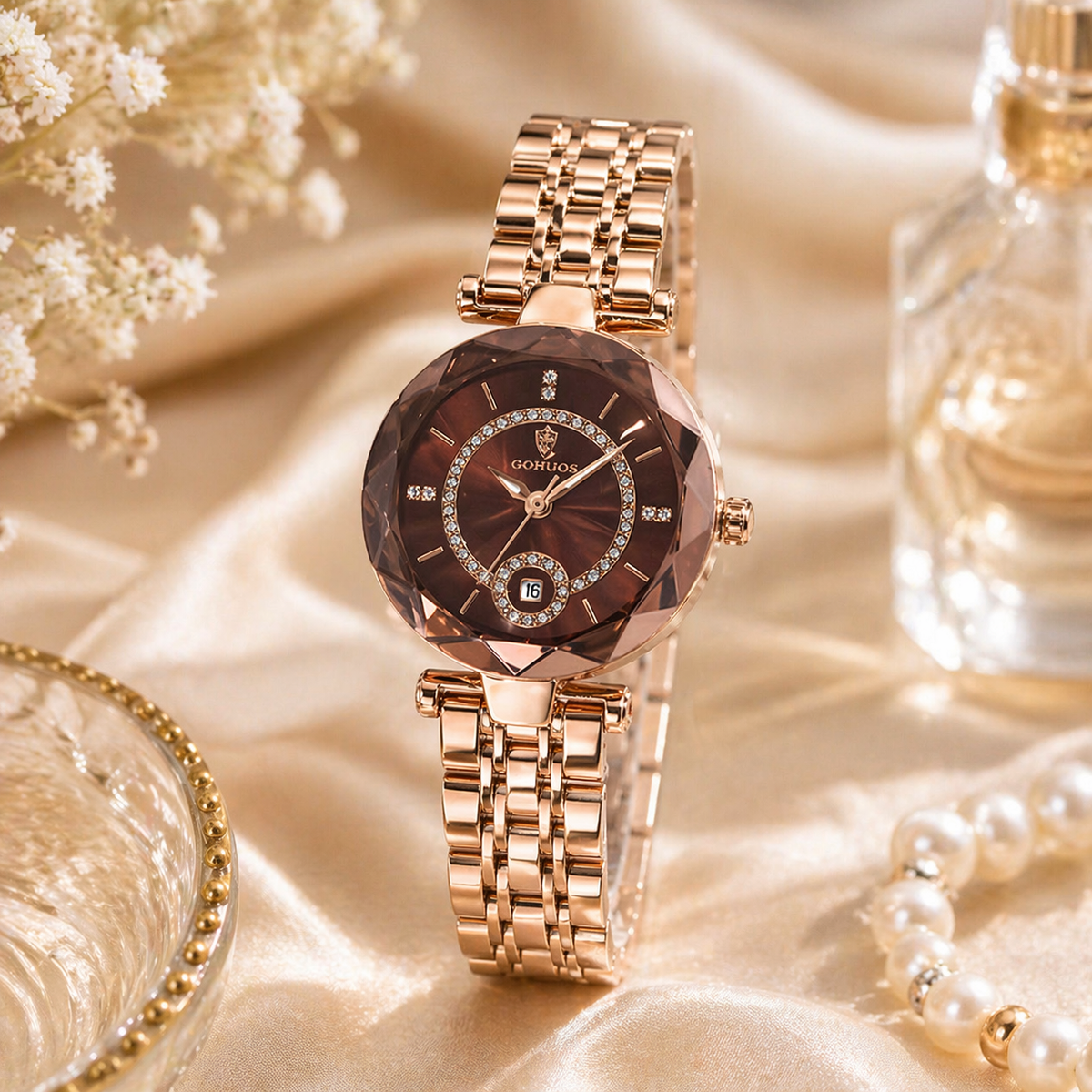 Gohuos Rose Gold Luxury Women’s Analog Quartz Watch