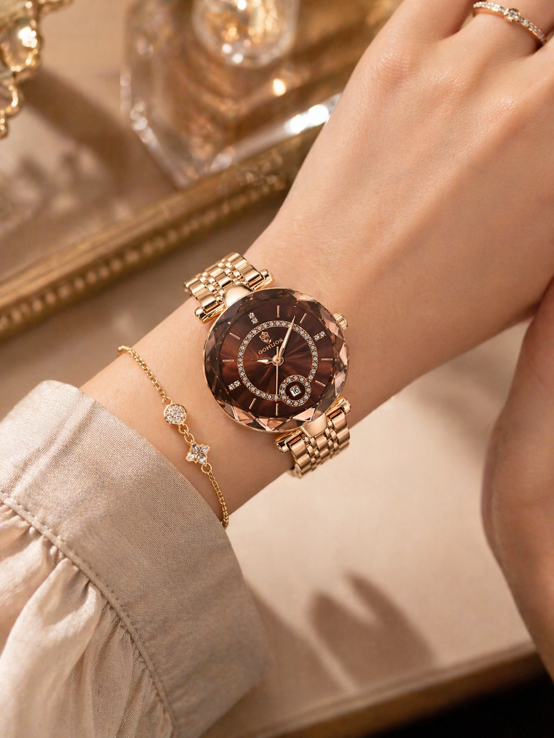 Gohuos Rose Gold Luxury Women’s Analog Quartz Watch