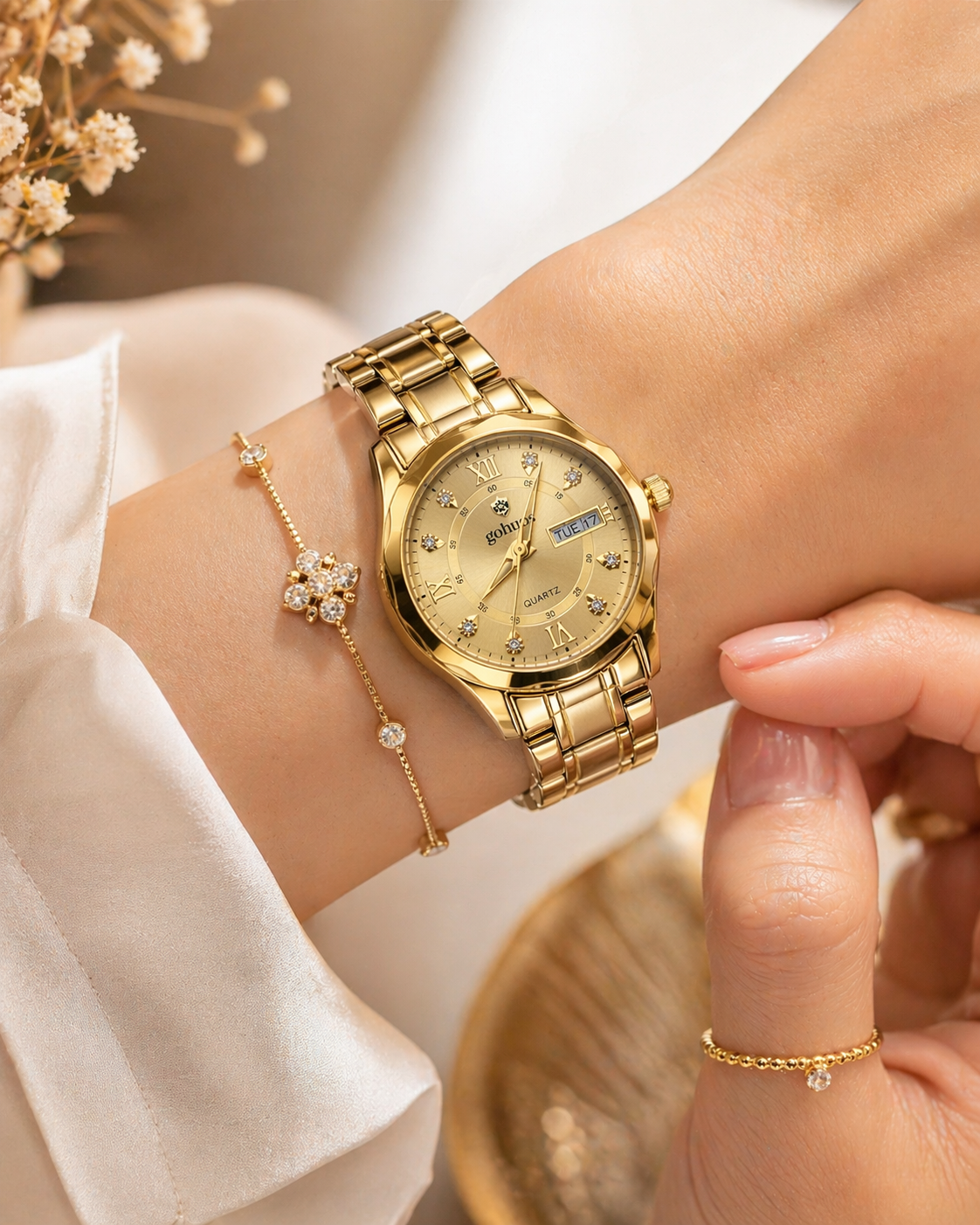 Gohuos Elegant Women’s Gold Analog Quartz Watch